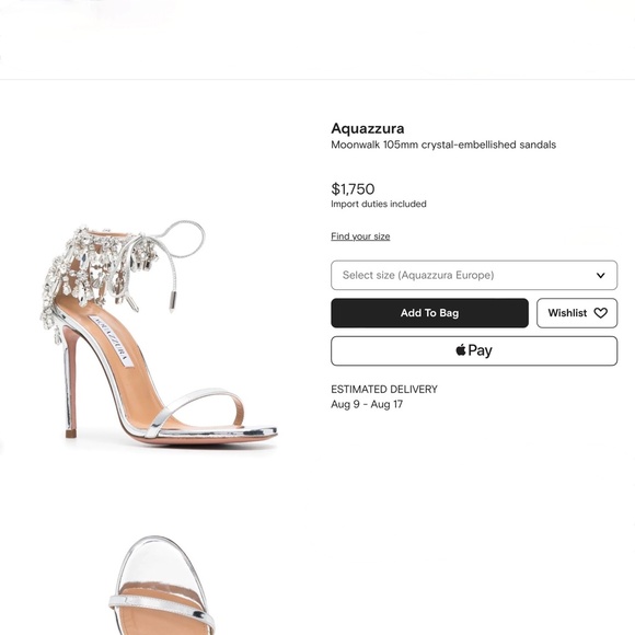 Aquazzura Silver Moonwalk Stiletto Sandals Heels / Current Season EU40/U… - Picture 6 of 16